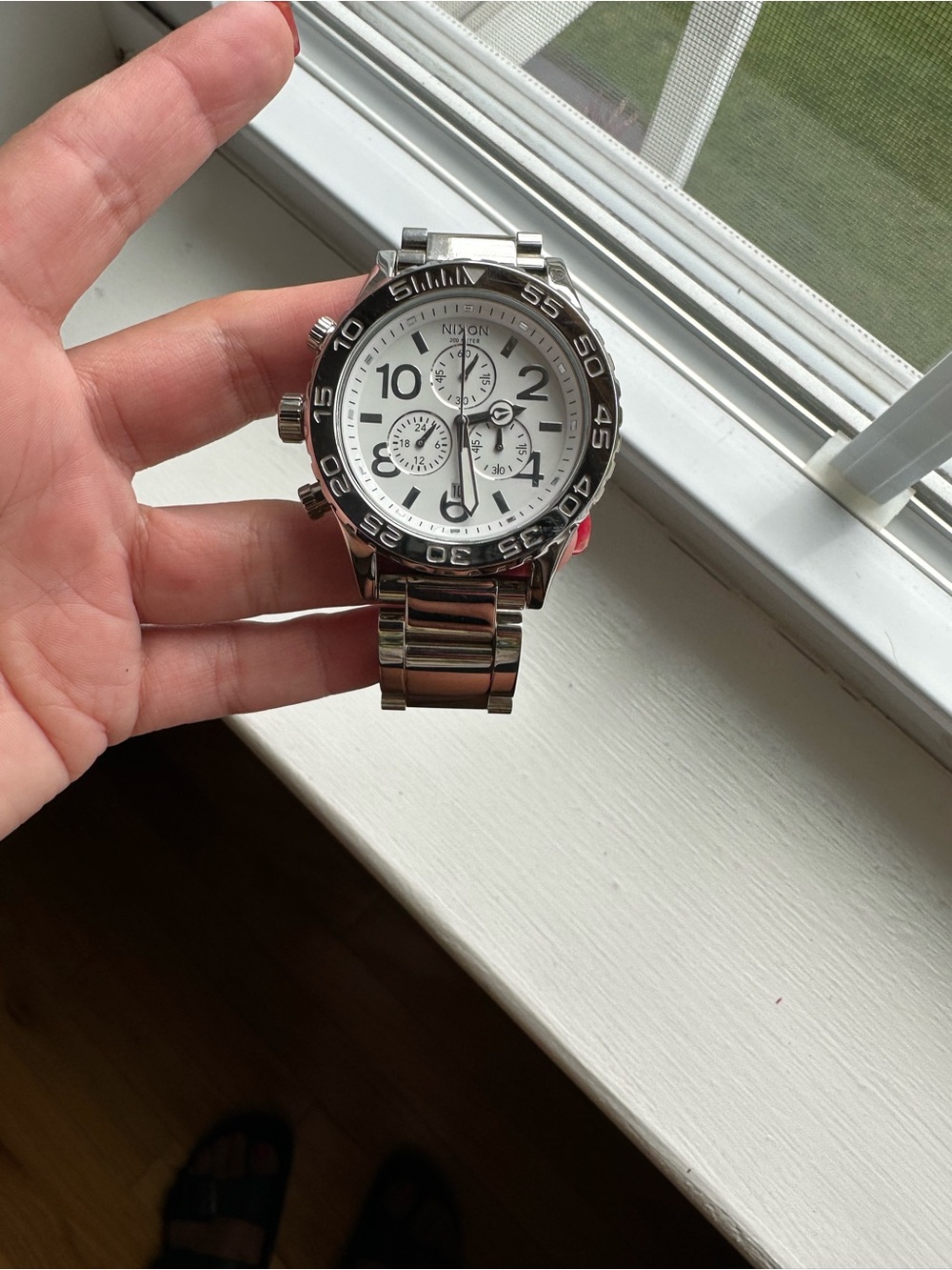 Nixon Silver Stainless Steel Chronograph with White Dial - Picture 4 of 6